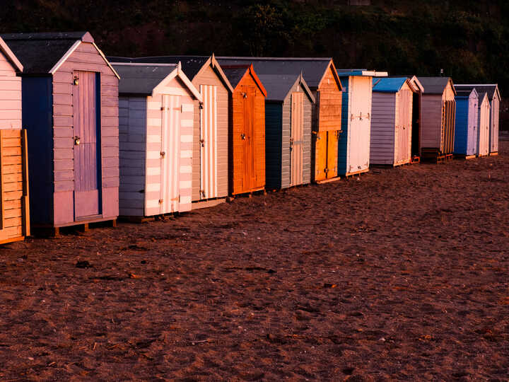 beach huts at teignmouth beach